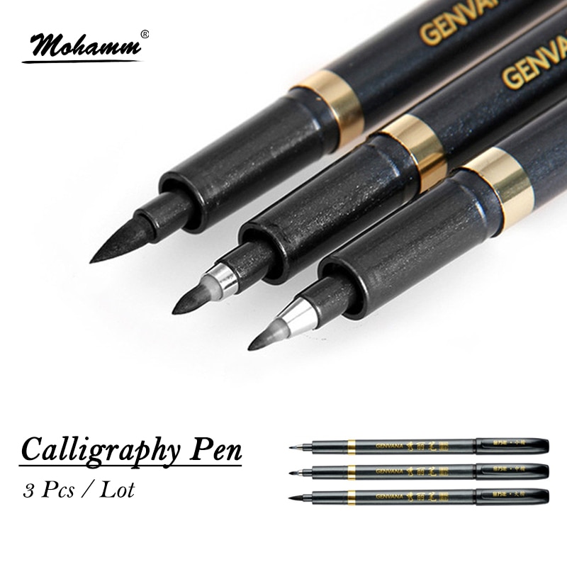 3 stks/partij GEnvAnA Kalligrafie Marker Pen Haak Lijn Tekening Schets Markers Pen Voor Kantoor School Schrijven Art Supplies