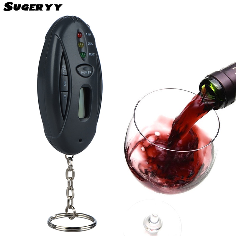 Sugeryy Mini Zaklamp Led Sleutelhanger Alcoholimetro Blaastest Parking Gadgets Digitale Alcohol Tester Met Lcd Klok Timer