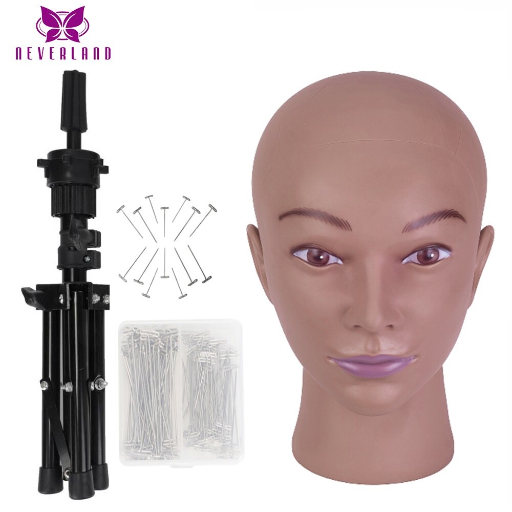 20&quot; Afro Mannequin Head Training Head for Wig Making Hat Display Cosmetology Manikin Head for Makeup Practice with Mini Tripod: 05A-18