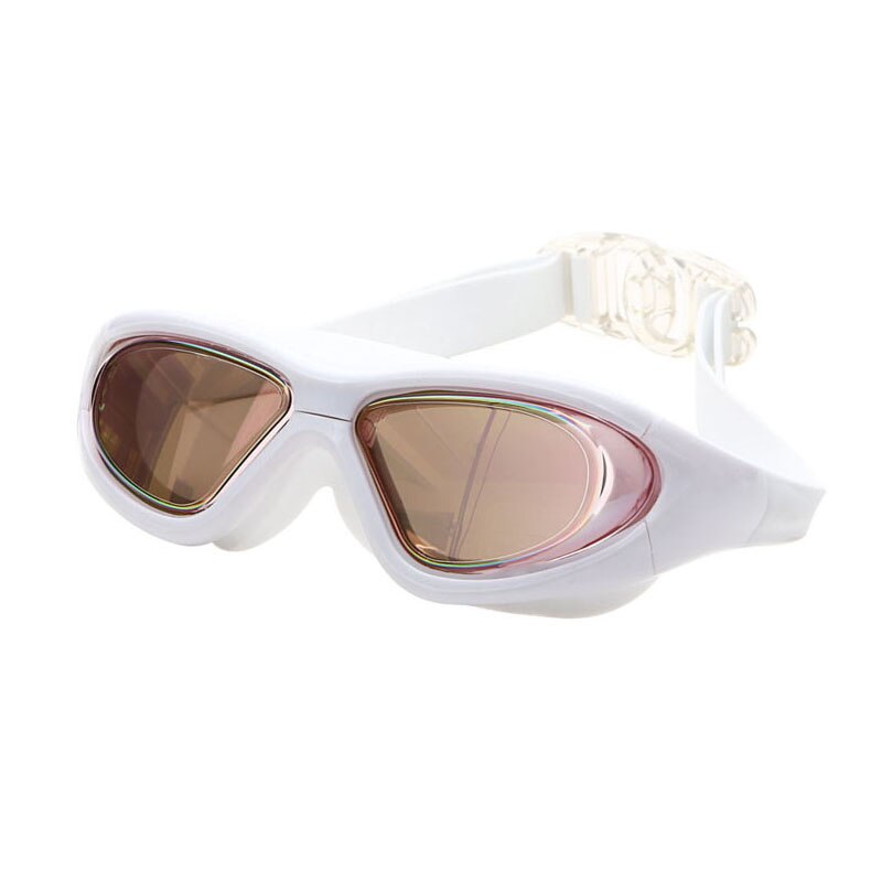 Gafas de natación graduadas para miopía, lentes ópticos de silicona para piscina, antiniebla, impermeables, para hombres y mujeres: White with Pink
