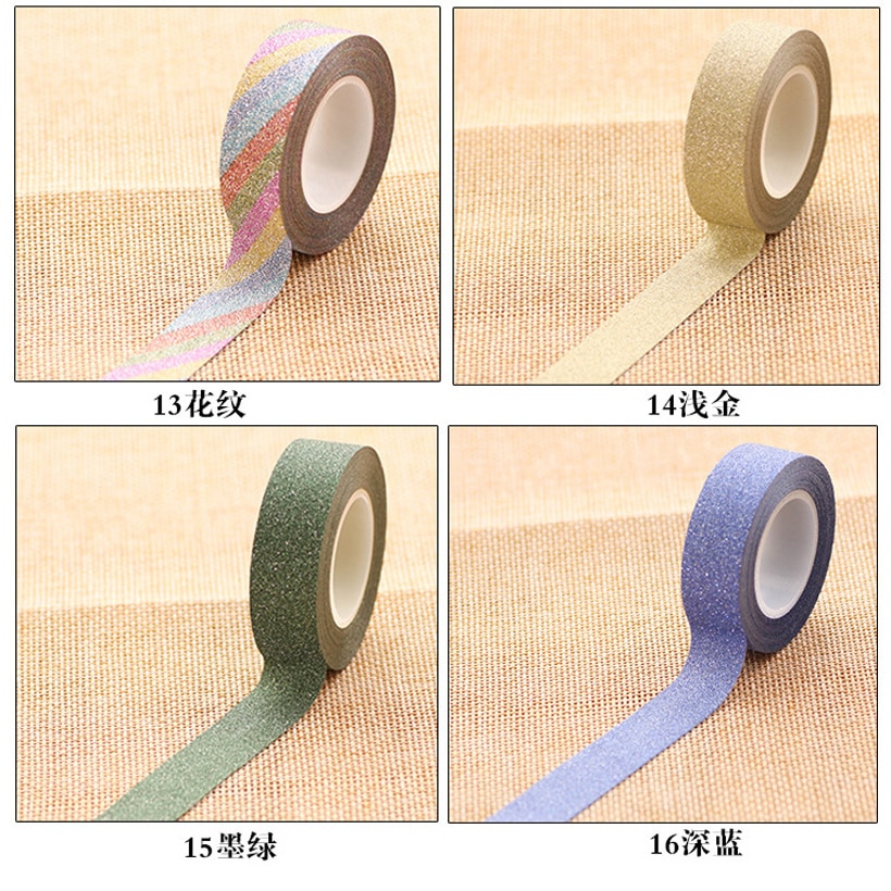 Självhäftande silverguld glitter washi tejp scrapbooking julfest kawaii söta dekorativa papper hantverk