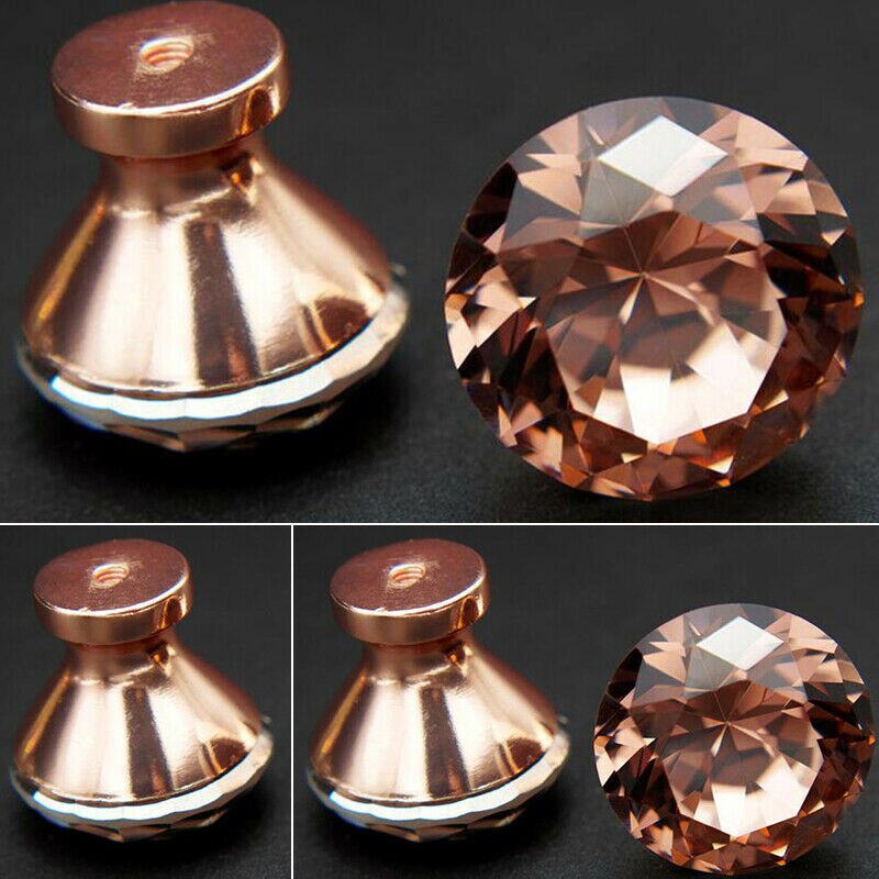 Crystal Glass Cabinet Knobs Rose Gold Diamond Shape Glass Knob and Pull Handle for Kitchen Bathroom Wardrobe Cupboard