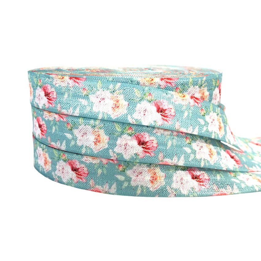 5 yards 16mm søte blomster bladfold over elastiske bånd baby pannebånd jenter hårbånd hår tilbehør håndverksutstyr: P1066