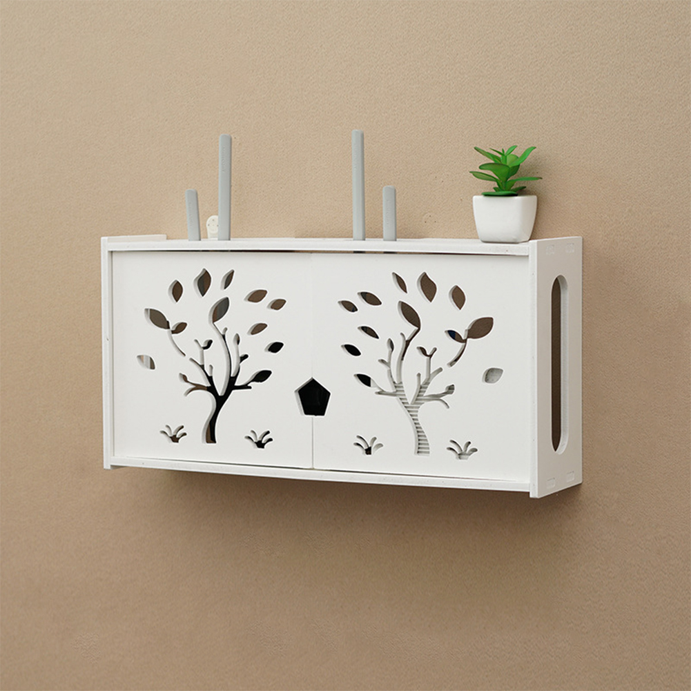 Large Wireless Wifi Router Storage Box PVC panel Shelf Wall Hanging Plug Board Bracket Cable Storage Organizer Home Decor