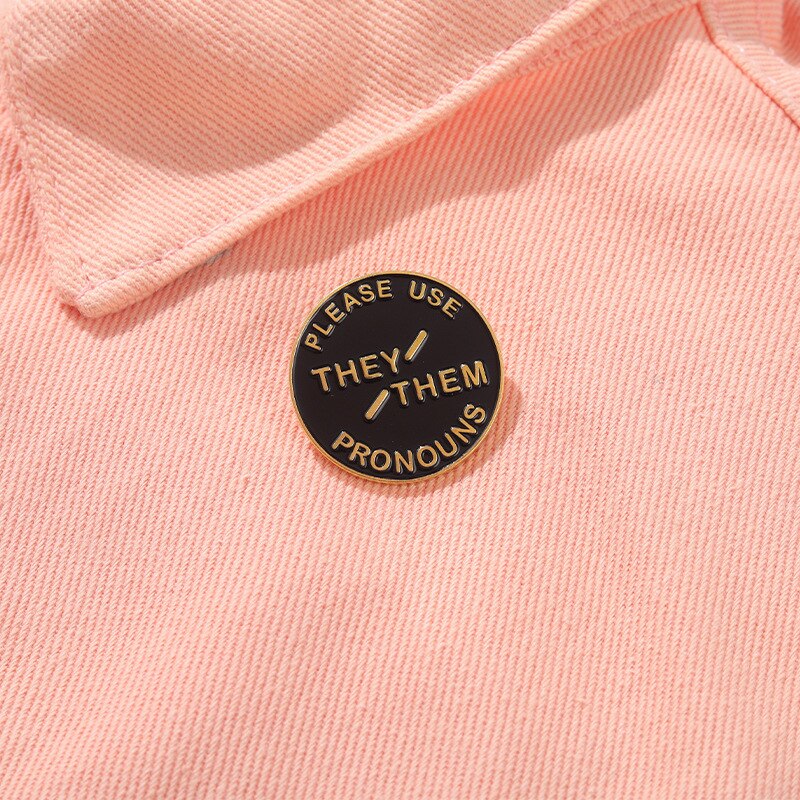 Broches rondes et noires en Denim pour l'éducation des enfants, broches à revers pour vêtements, , veuillez les utiliser