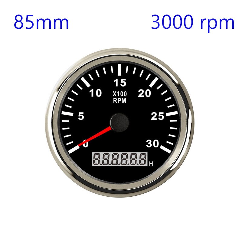 85mm REV Counter Car Boat tachometer + sensor Car Truck Tacho Marine RPM Meter with LCD Hourmeter 4000 RPM Red Backlight 12V/24V: BS 3000 rpm