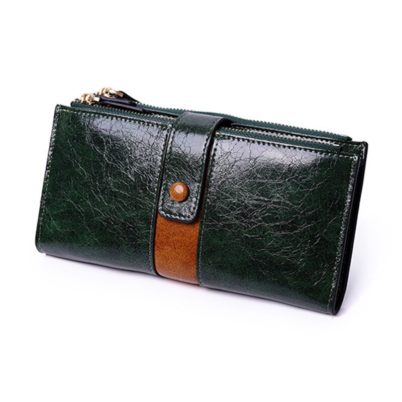 Dames portemonnee met hoge capaciteit, lange pu leren portemonnee, dames portemonnee met dubbele rits, clutch, portemonnee voor dames, polsbandje: Een -5