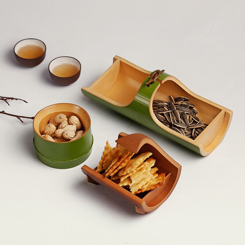 Natural bamboo snack tray tea ceremony storage bowl dish handmade fruit snack nut tray