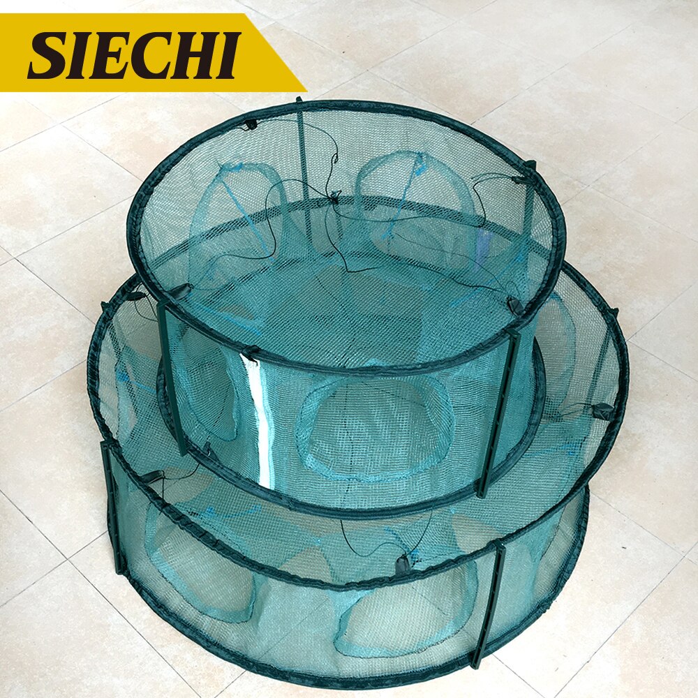 Folded Portable Fishing Net Trap 5 6 7 Holes Automatic Fishing Shrimp Trap Fish Shrimp Minnow Crab Baits Pesca