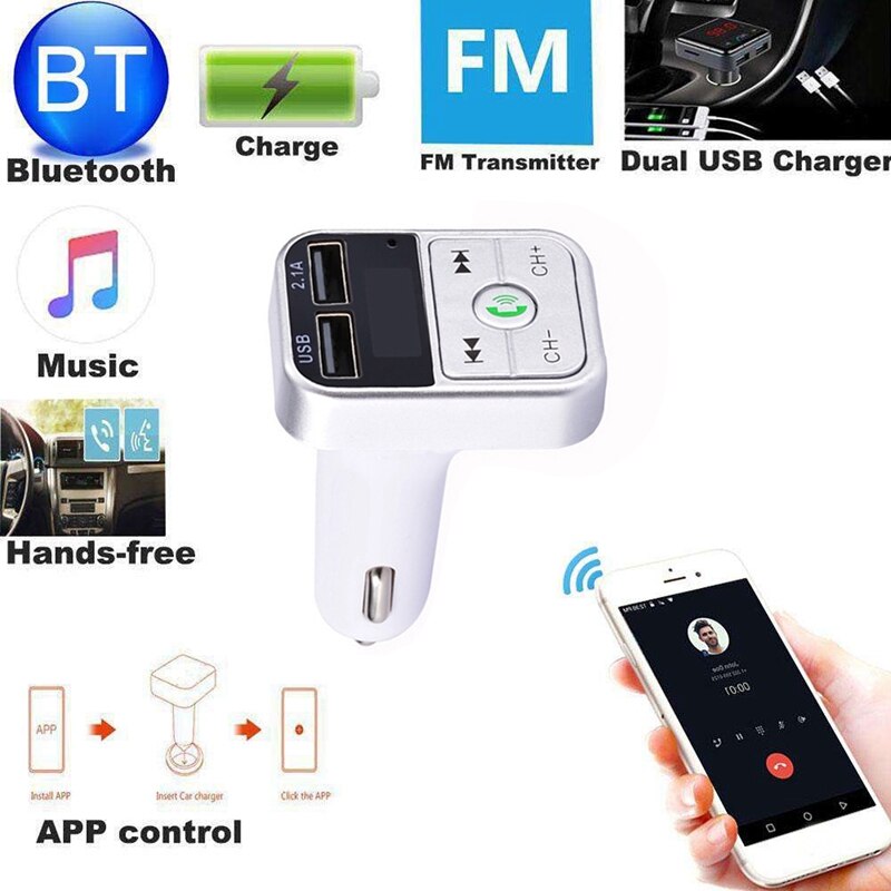 Bluetooth inalámbrico Fm cargadores de coche transmisor Led Mp3 reproductor cargador 2 Usb Kit manos libres de coche accesorios de coche