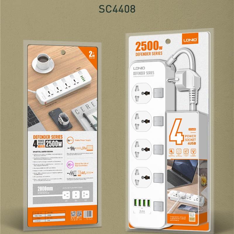 Ldnio eu/oss /uk 10a 2500w strømuttak bryter plugg 4 usb smart forlengelse multifunksjon strømforsyning stripe lader adapter