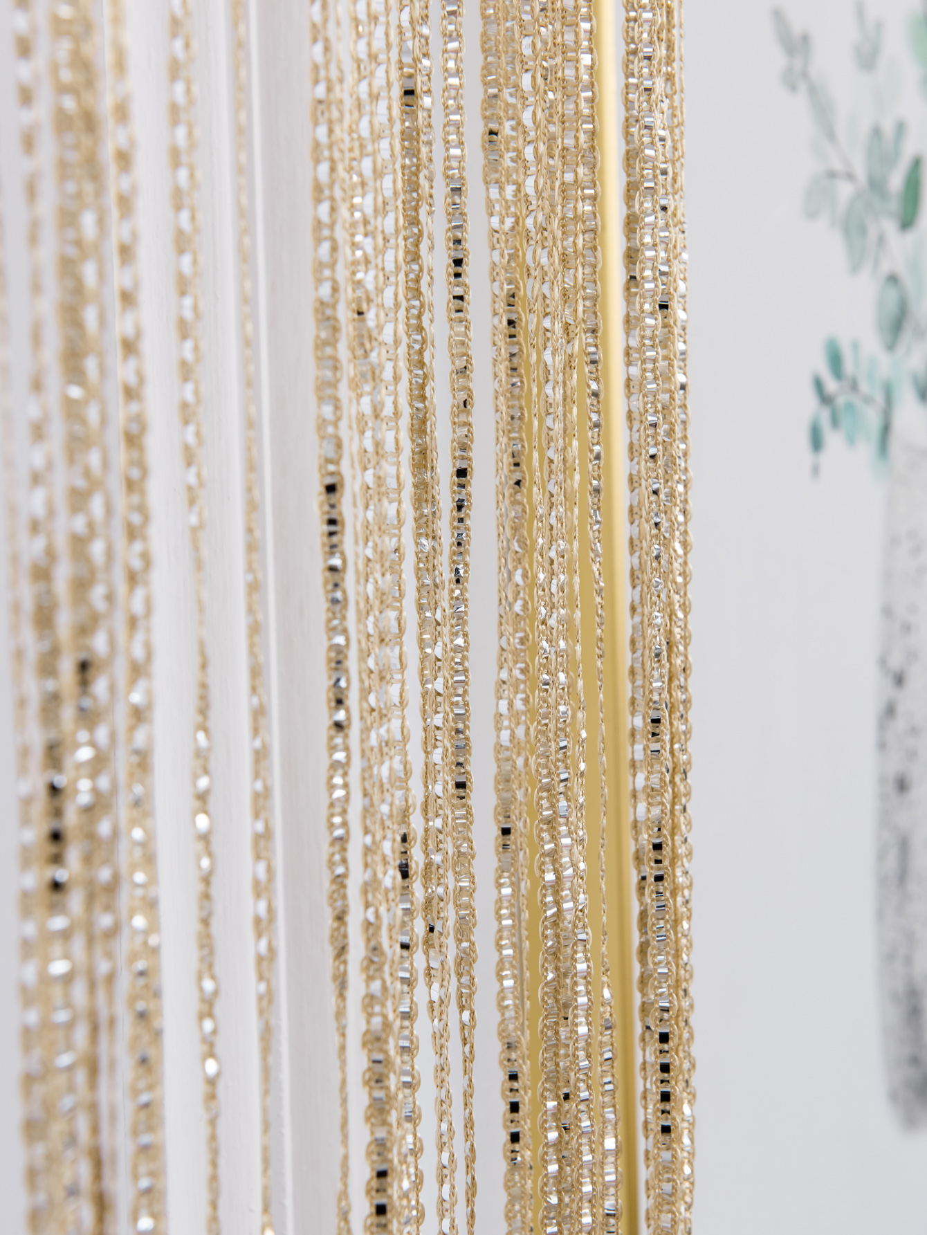 Elegancka kurtyna z koralików w kolorze szampana, dekoracyjna, ręcznie robiona, wiszące koraliki robić domu, na imprezę, wesele, stylowa przegroda robić pokoju, okno.