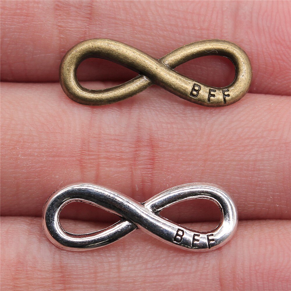 WYSIWYG 25 pz/lotto di Fascini del Connettore Bff Simbolo di Infinito 8x24mm Argento Antico di Colore Per Monili Che Fanno Gioielli FAI DA TE accessori