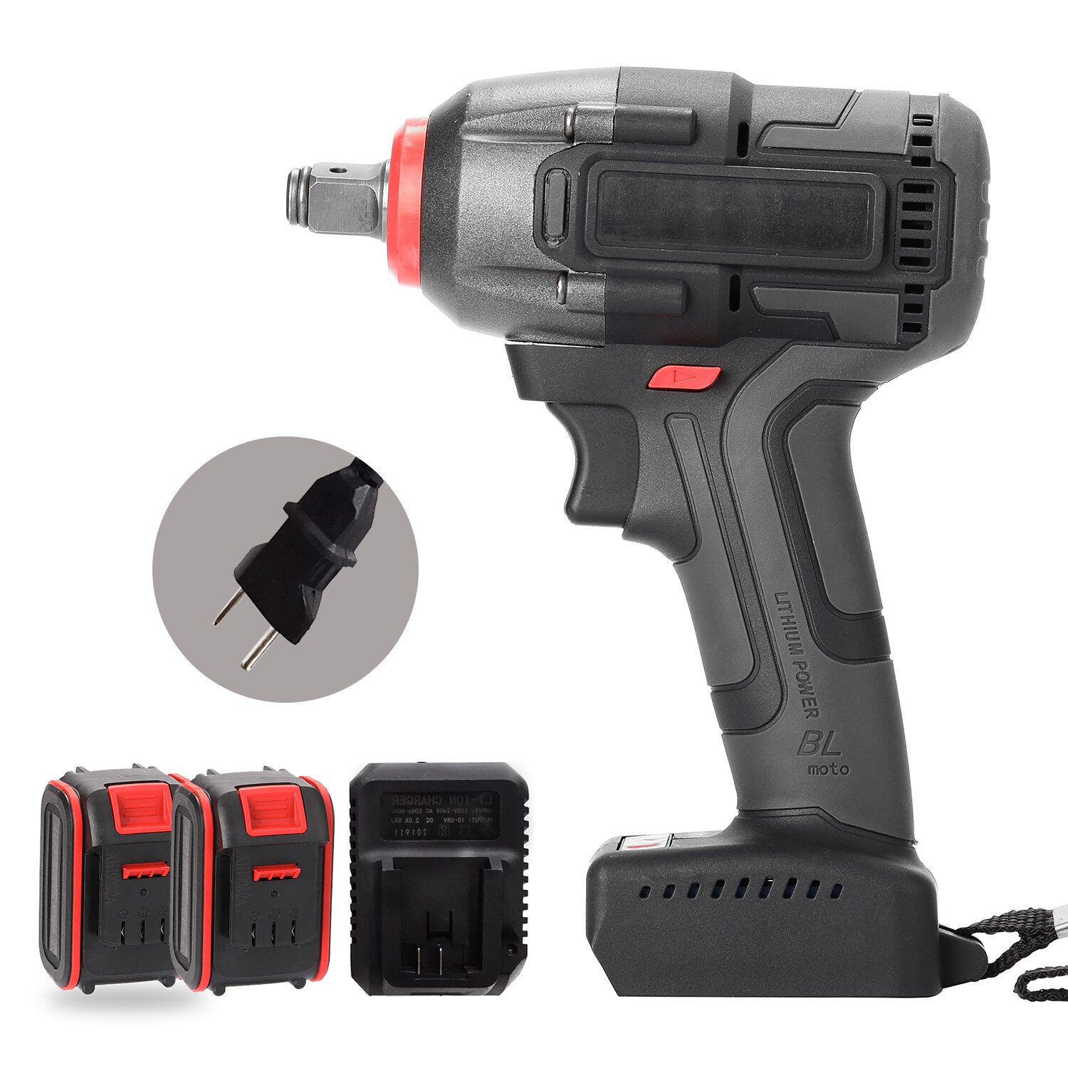 Electric Hand Wrench Electric Rechargeable Cordless Brushless Impact Wrench Multifunction Wireless Home DIY Electric Power Tool: EU / 2  Battery