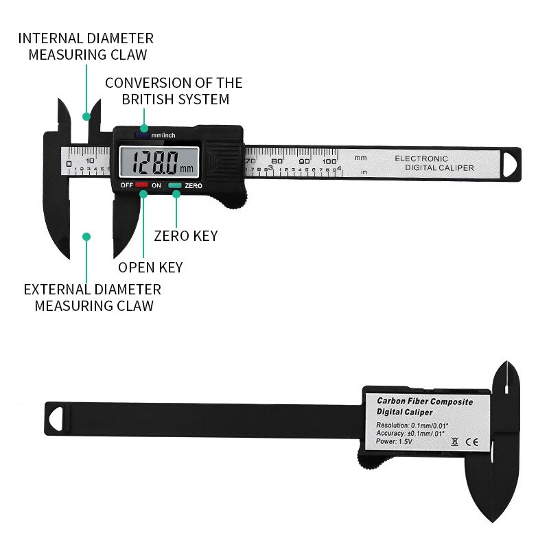 Digital Vernier Caliper Inch And Millimeter Conversion Electronic Micrometer Measuring Tool Gauge Instrument With LCD Screen