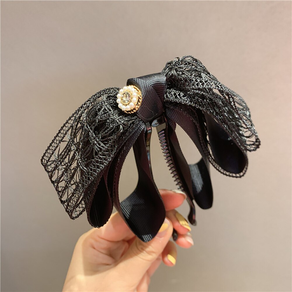 Clip de plátano hueco de estilo universitario, horquilla vertical de cola de caballo, accesorios para el cabello, tocado, dulce y grande de Corea: A