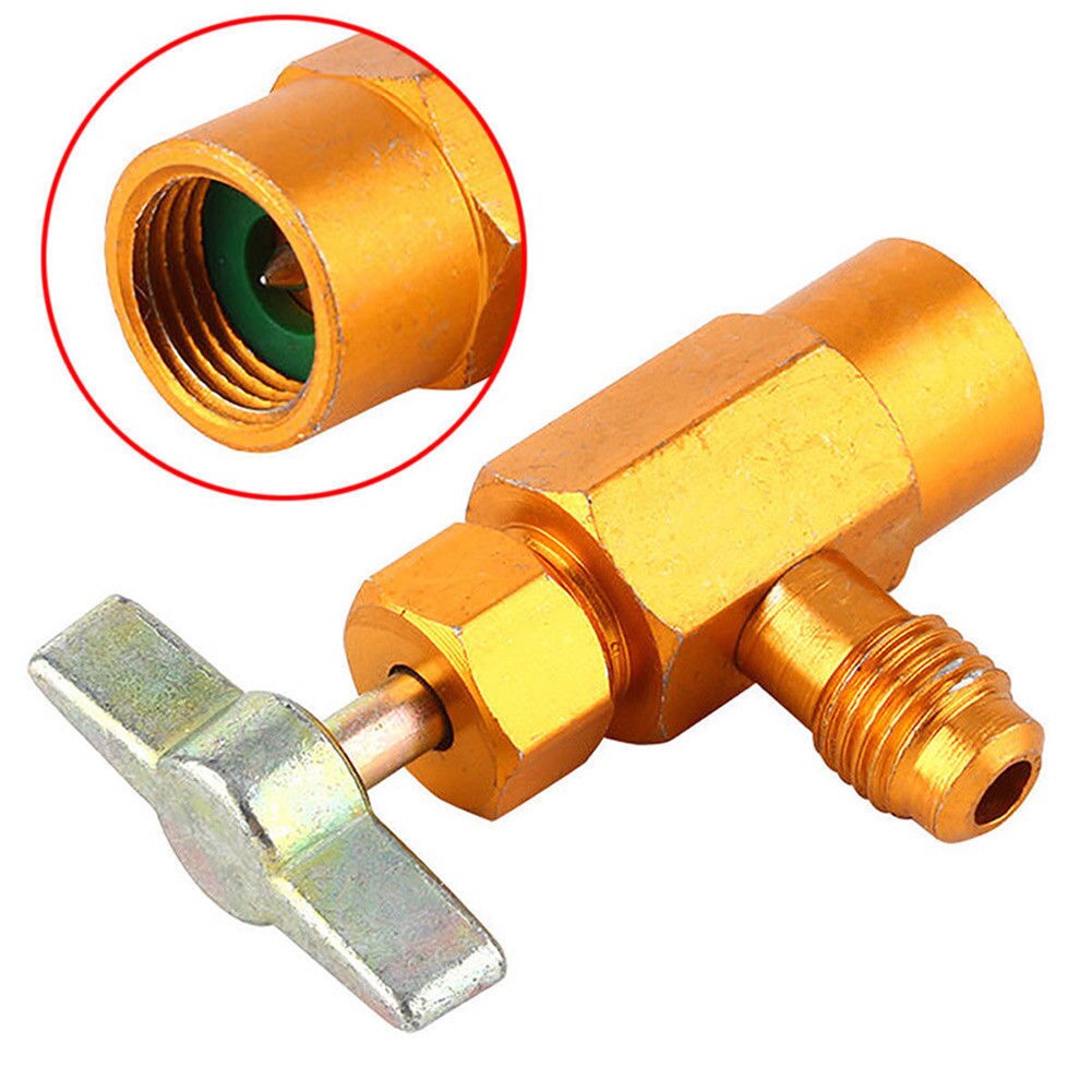 Grifo de botella refrigerante R134A, Conector de abrelatas, válvula de rosca 1/4 SAE