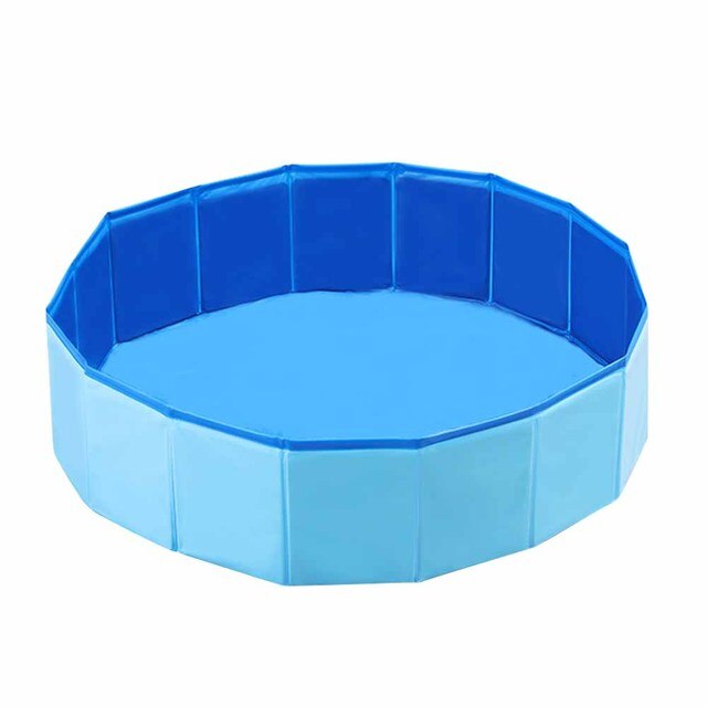 Portable Dog Pool Dog Swimming Pool Foldable Pet Dog Bath Pool Collapsible Dog Bathtub Pet Bathing Tub for Dogs Cats Pet Shower: blue / 80x20cm