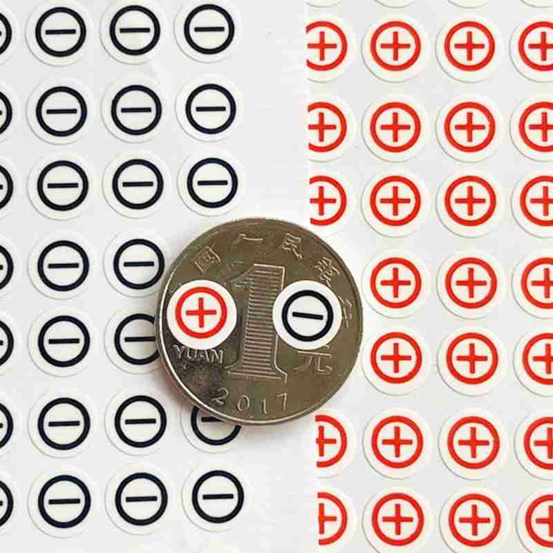 243pcs/1sheet Plus And Minus Aticker 8mm Red Black Positive &amp; Negative Self-adhesive Stickers Coated Paper Self Adhesive Labels