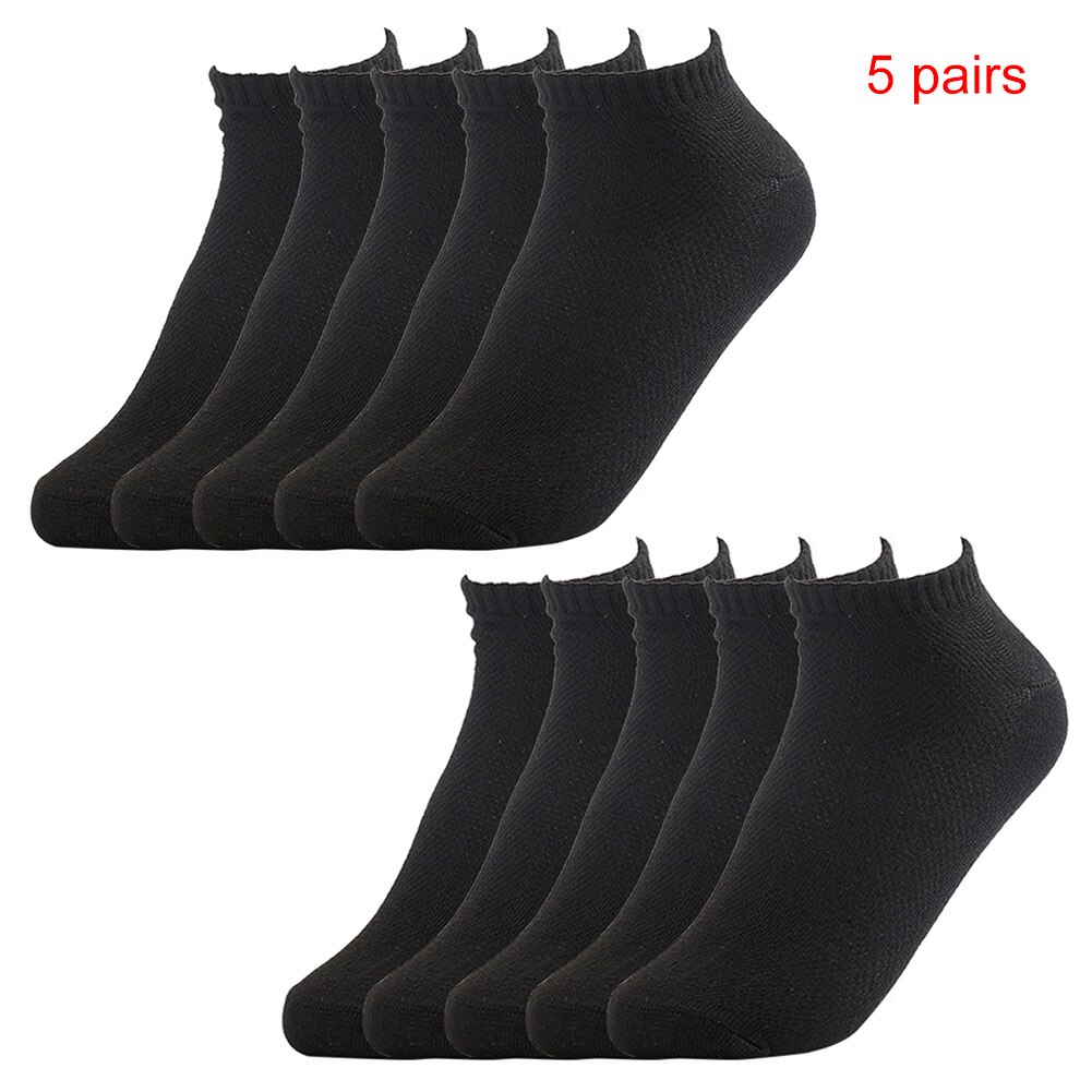 Calcetines deportivos de corte bajo para hombre, calcetín suave, transpirable, para caminar, correr, tenis, mezcla de algodón, 1 par/5 pares, #2: Negro / 5 Pairs