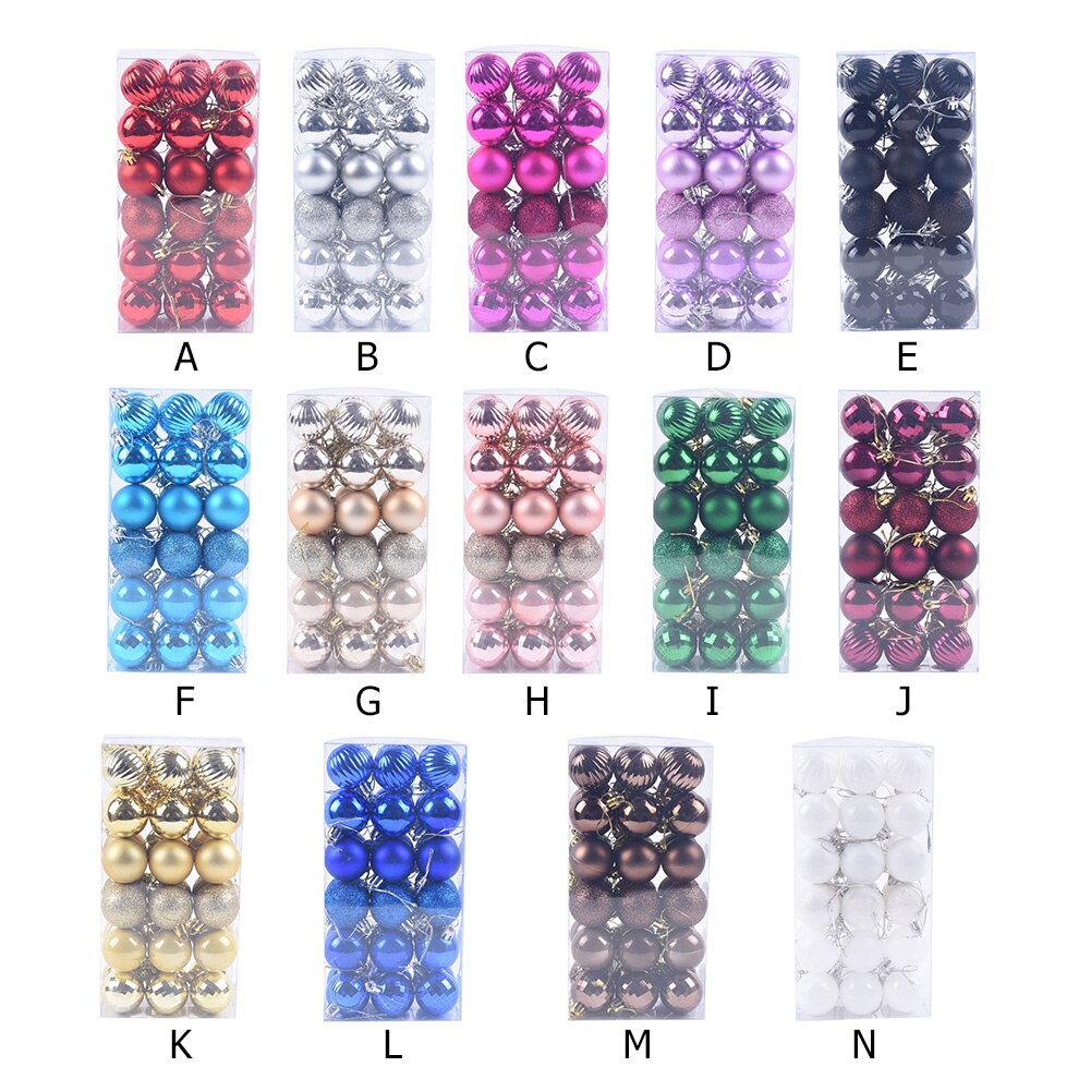 Décoration de noël pour la maison, lot de 4cm 36 décoratives lumineuses, pendentif pour arbre, coffret de boules pour noël