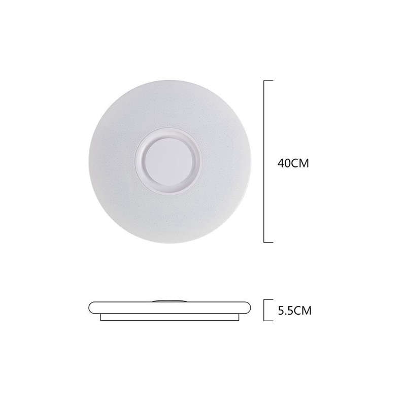 Musik led loftslampe 60w rgb indbygning rund stjernelys musik med bluetooth højttaler dæmpbart farveskiftende lys
