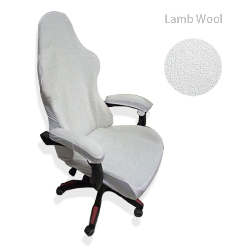 Stor størrelse sædebetræk til computer stol sædetaske stretch kontorstol betræk elastisk spandex stol betræk spisestue dække: Lamuld-hvid