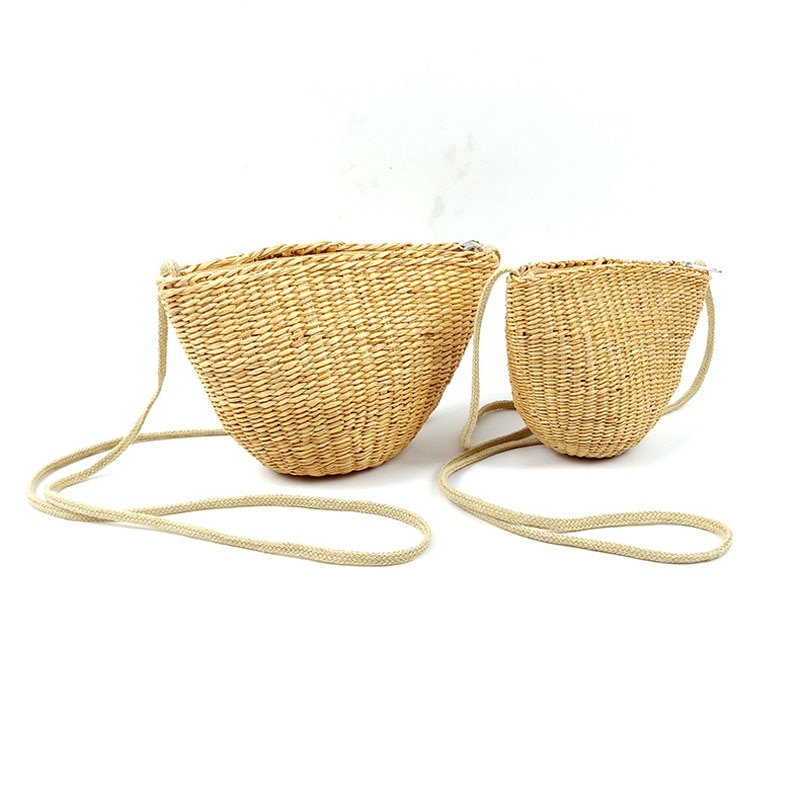 Rattan gras Mini stroh tasche mädchen Kreuz körper gesponnener beutel der Frauen sommer Strand Schulter Taschen