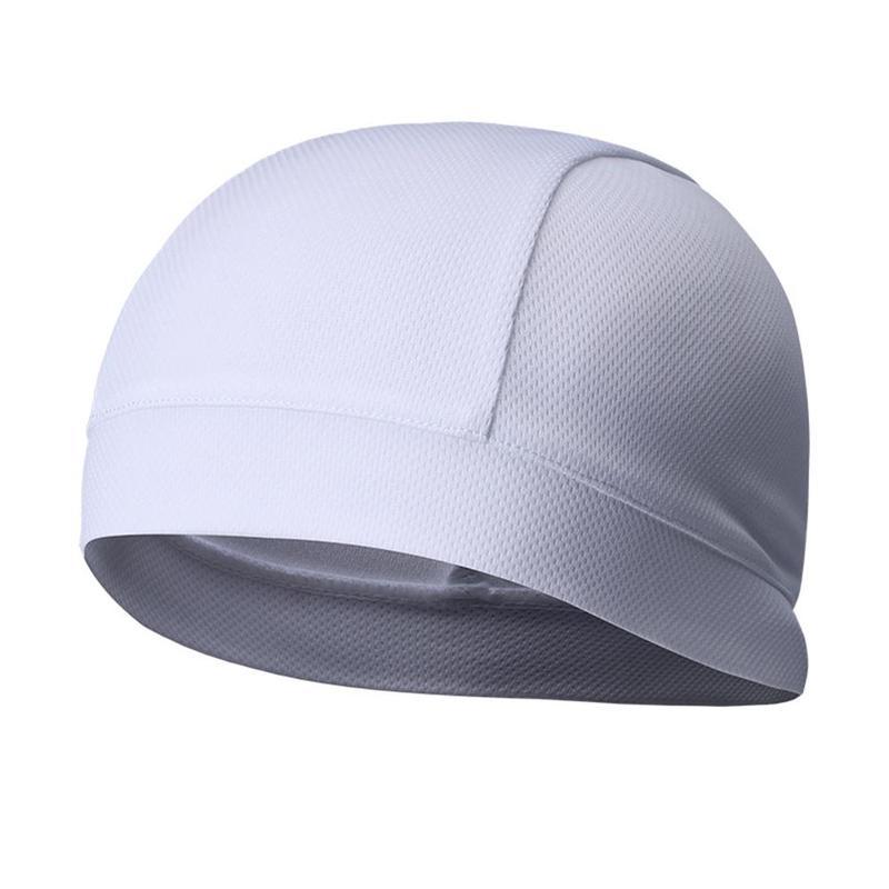 Herre kvindes hurtigtørrende svedtransporterende beanie cap strækbar cykel kranium kranium cap bandana hjelm liner hat til udendørs sport: Hvid