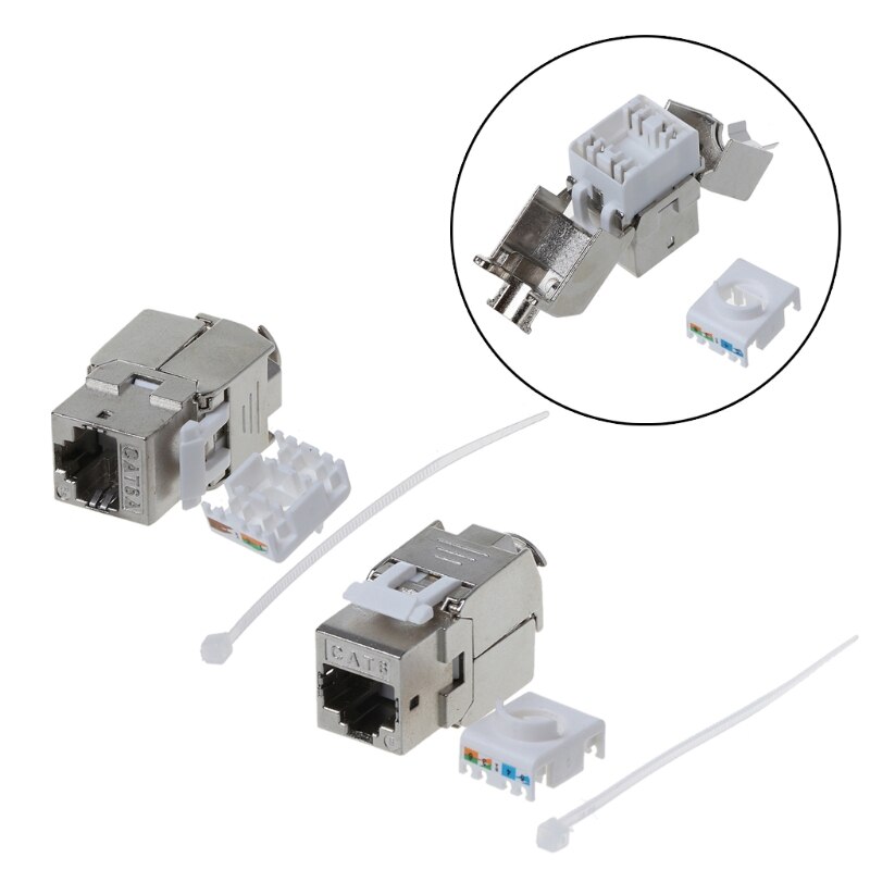 5PCS RJ45 Toolless Keystone Jack Cat6 Cat6A Shielded Module Keystone Jack Network Connector LSA Toolfree