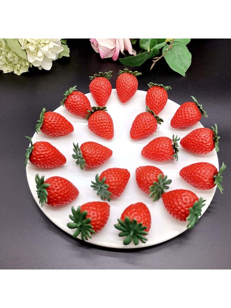 6pc Artificial Strawberry Lifelike Fruit Realistic Plastic Simulation Strawberry