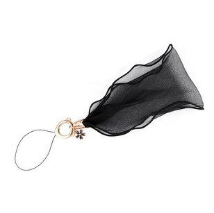 Shellnail Mobile phone rope lace female neck hanging rope mesh lanyard universal mobile phone pendant hanging wrist straps: Black