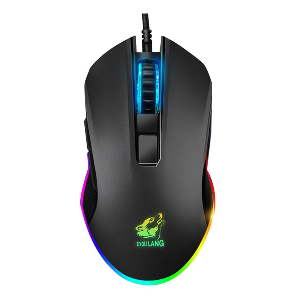 V1 Gaming Mouse Wired RGB Light 8 Programmable Buttons Optical Sensor Gamer Mice Black Game Mouse Ergonomic