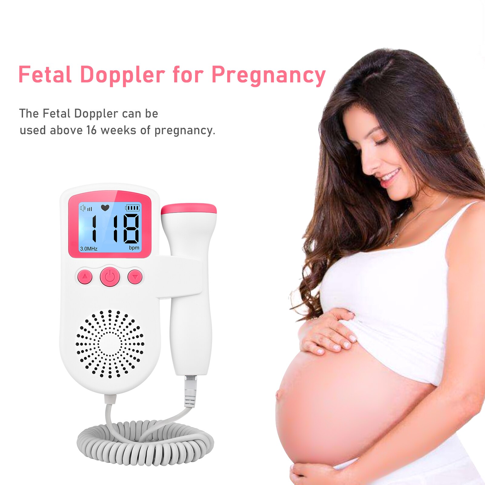 Doppler fetal de bolsillo para el hogar Detector de latidos del corazón del bebé  Doppler Fetal