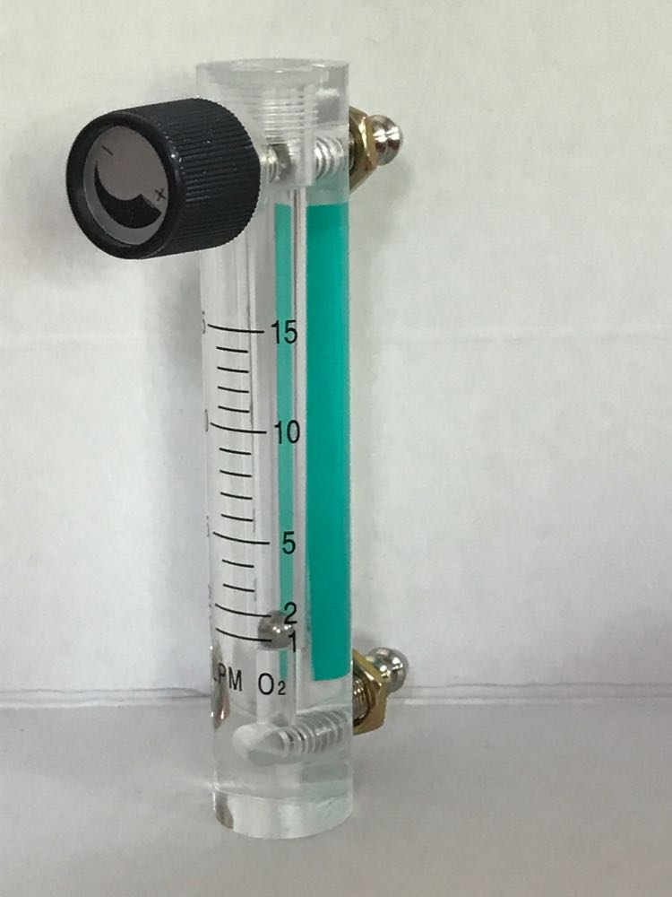 Acryl Gas Lucht Zuurstof Flowmeter Flowmeter Countor Indicator O2 Met Klep Messing Connector 0.1Mpa 1-15L/Min Hoogte 116mm