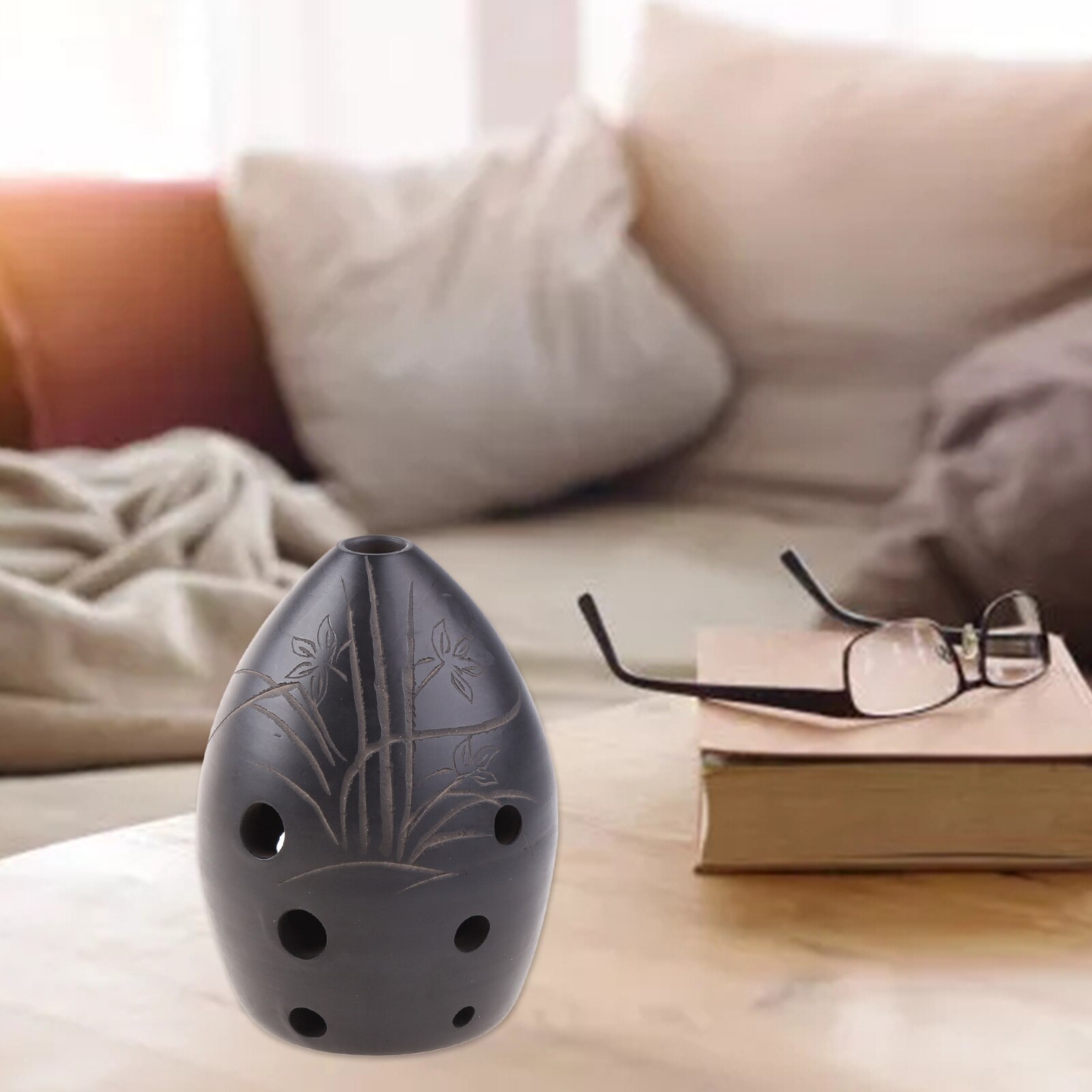 Xun-instrumento Musical de arcilla negra Ocarina para niños, 8 agujeros, para principiantes