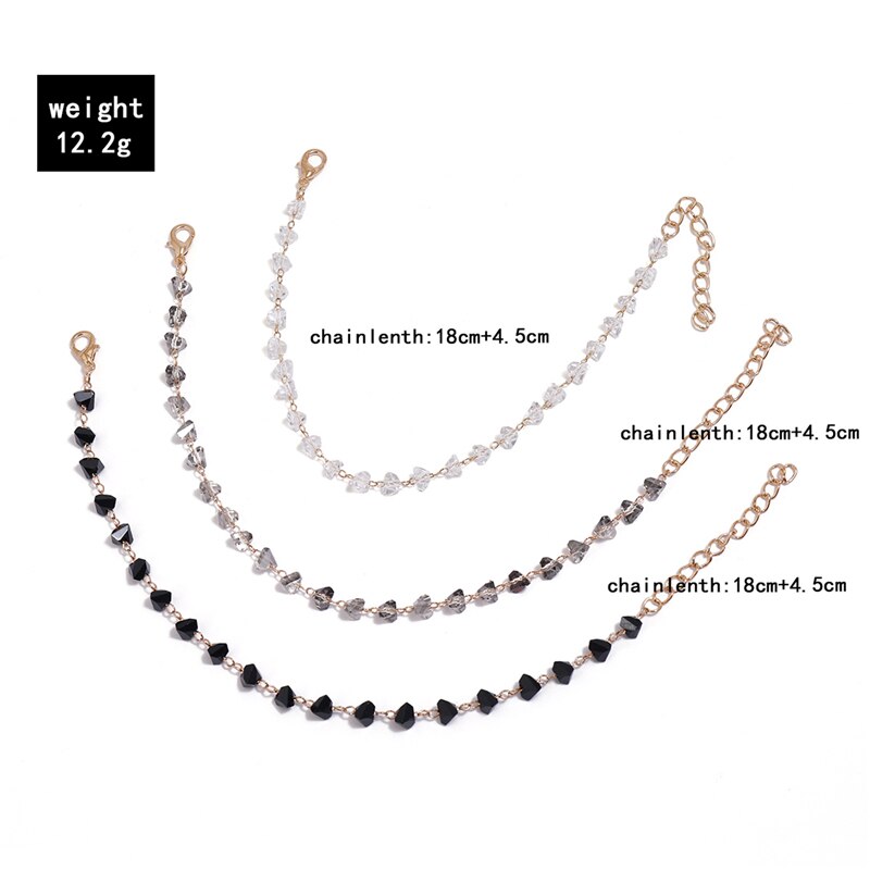 3 Stks/set Classic Enkelband Multi-layer Ketting Bead Crystal Foot Sieraden Zomer Strand Vrouwen Enkelbanden Op Voet Enkelband