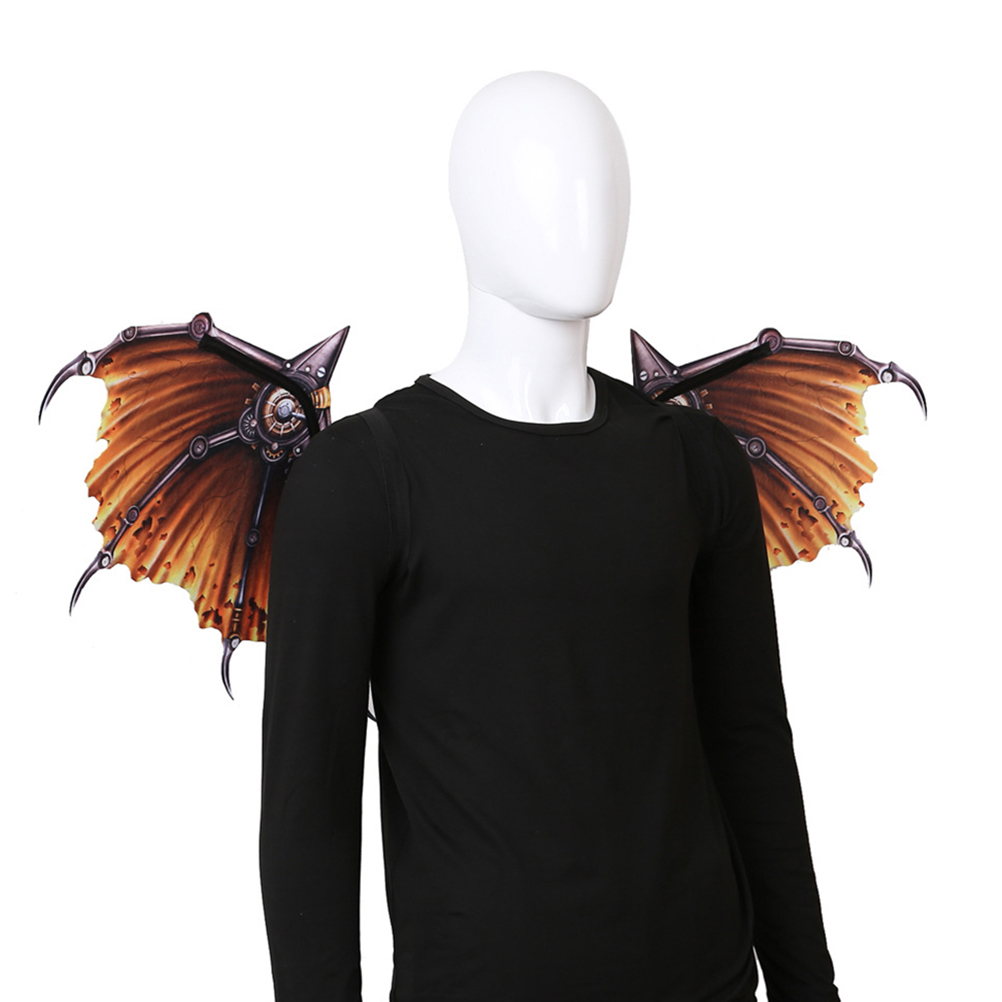 Foldable Steampunk Dragon Wings Costume Printed 3D Non-woven Fabric Wings Wearable Novel Stage Performance Prop for Adults