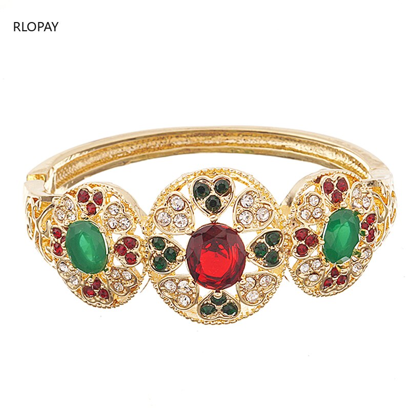 Marokkaanse Hart Vorm Goud Kleur Metalen Armbanden Voor Vrouwen Kleuren Strass Armbanden Armbanden Sieraden