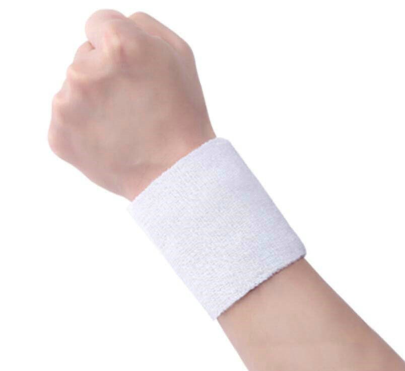 8*8cm mænd og kvinder sport sport armbåndsbøjle wrap bandage gym rem løbende sport sikkerhed håndledsstøtte badminton armbånd: Hvid