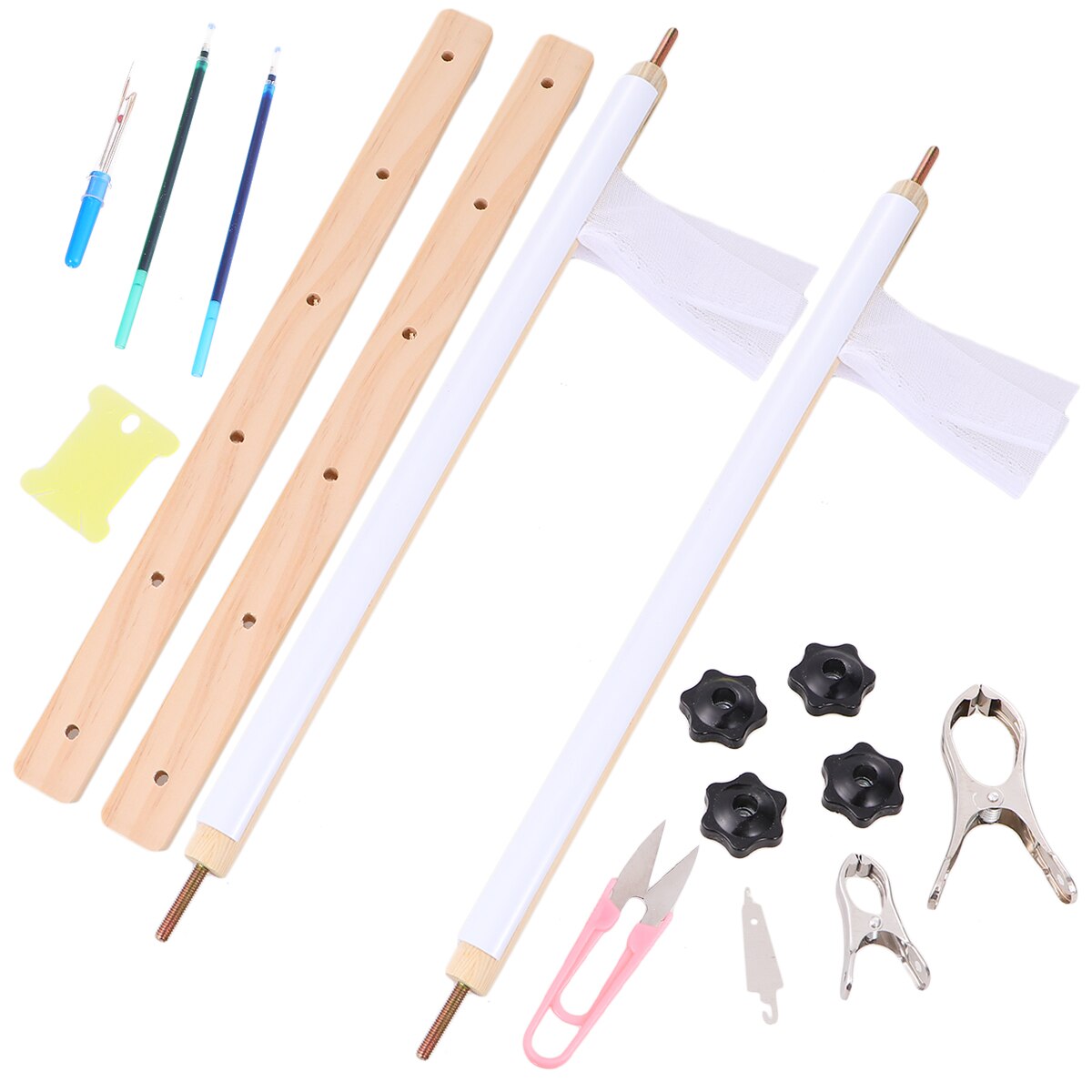 1 Set Square Wooden Embroidery Shelf Adjustable Handheld Embroidery Solid Wood Cross Stitch Frame with Cross Stitch Accessories: Default Title