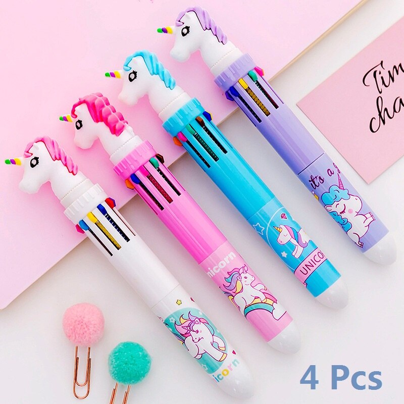 Creatieve 10 Kleuren Balpen Cartoon Schoolbenodigdheden Kantoorbenodigdheden Pennen Kawaii Multicolor Balpen Office Accessoires: all ma