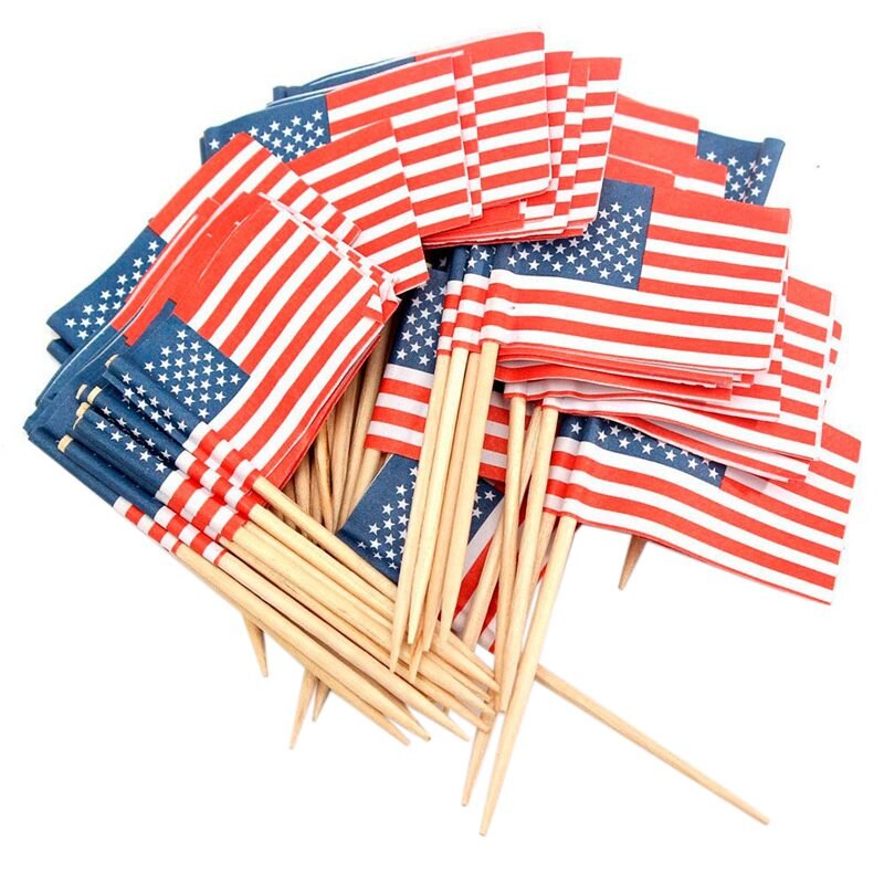 100 Amerikaanse Vlag Tandenstokers Party Cupcake Decoratie Sandwich Mini Voedsel Picks