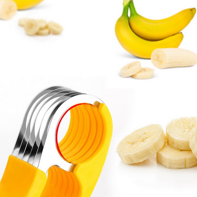 Köksredskap plast bananskivare skär frukt frukt grönsaksverktyg sallad maker matlagningsverktyg rostfritt stål frukt verktyg