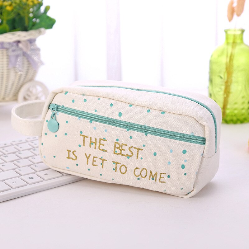Pink canvas pencil case large capacity Kawaii pen case for girls school Pencil cases student stationery box cute Storage bag: C2