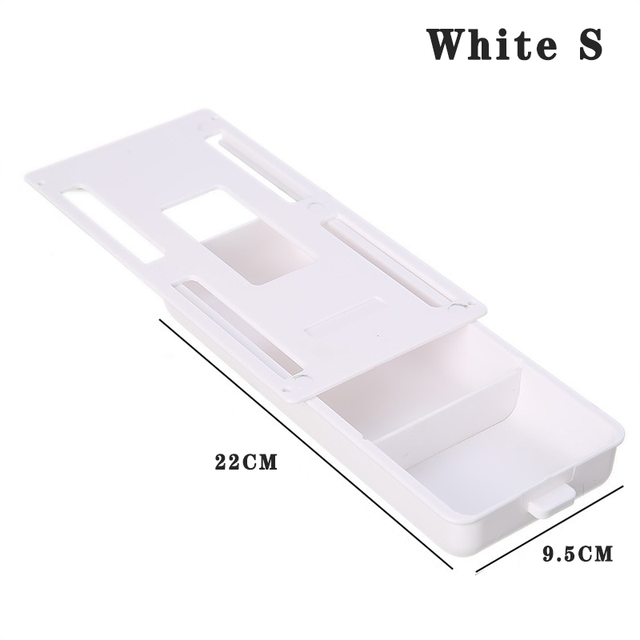 Desk Drawer Self Stick Desk Table Storage Hidden Drawer For Small Accessories Holder Storage Tray Organizer Stationery Storage: White S