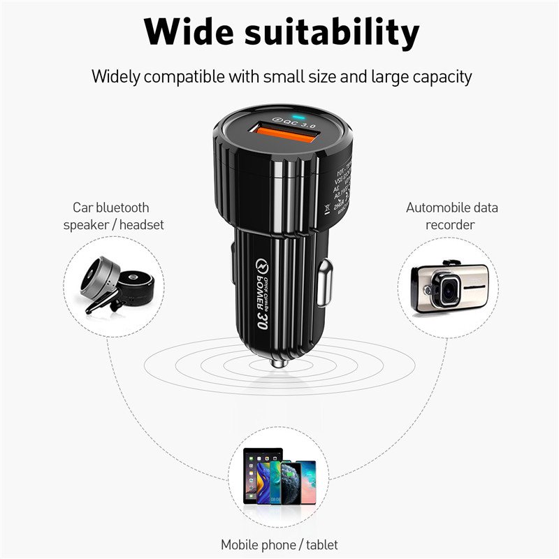 USLION Car USB Fast Charger 18W 3A USB Car Charger Adapter For iPhone 11 Pro Max Samsung QC3.0 Fast Car Mobile Phone Charger