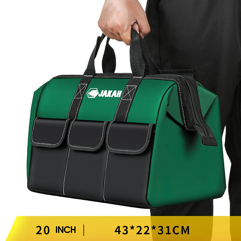 Handtasche, wasserdicht, robust, großes FassungsvermöGen, breite Öffnung, tragbare Werkzeugtasche für Zimmerei, Elektriker, Werkzeug-Tragetasche: Schwarz