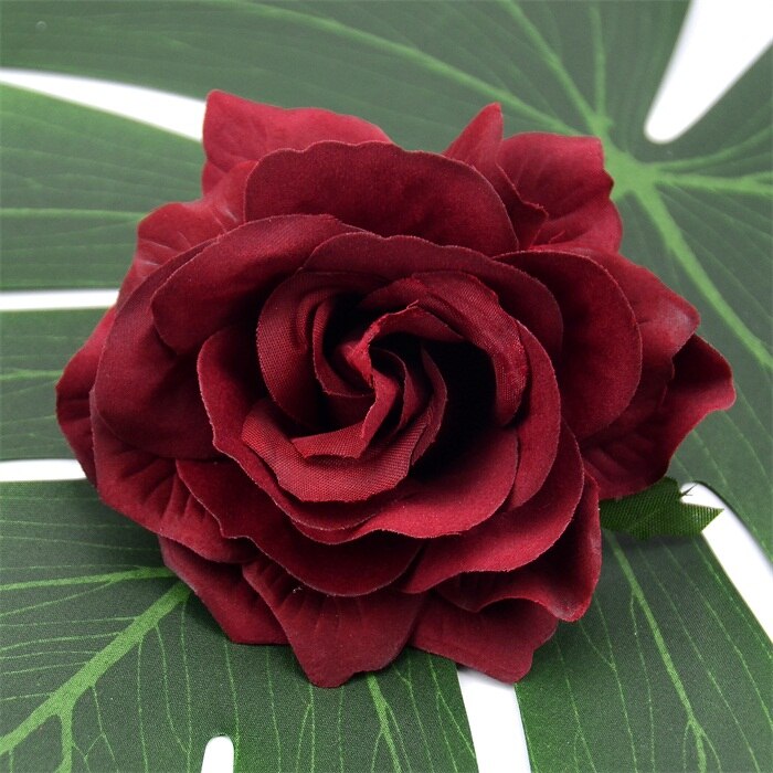 3Pcs 10 Cm Grote Kunstmatige Rose Silk Flower Heads Voor Bruiloft Decoratie Diy Krans Geschenkdoos Scrapbooking Craft Nep bloemen: Deep red
