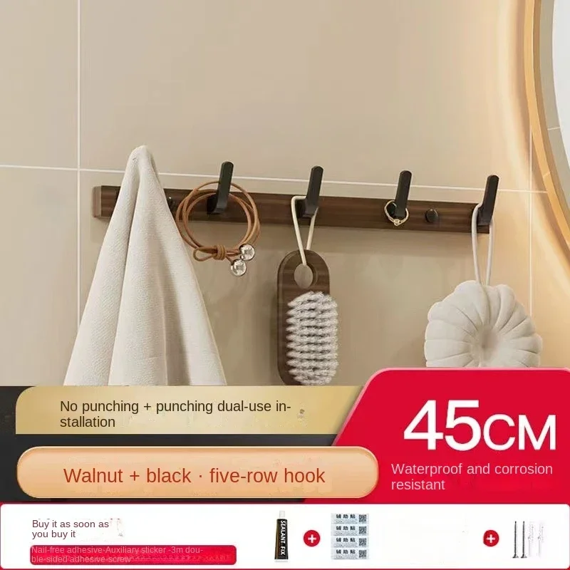 Gancho de madera de nogal para colgar ropa, soporte de tapa para colgar en la pared sin perforaciones, gancho para colgar en la puerta, llavero sin perforar: Verde claro